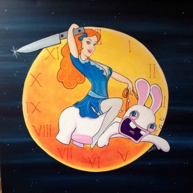 Alice riding the white rabbit, time master